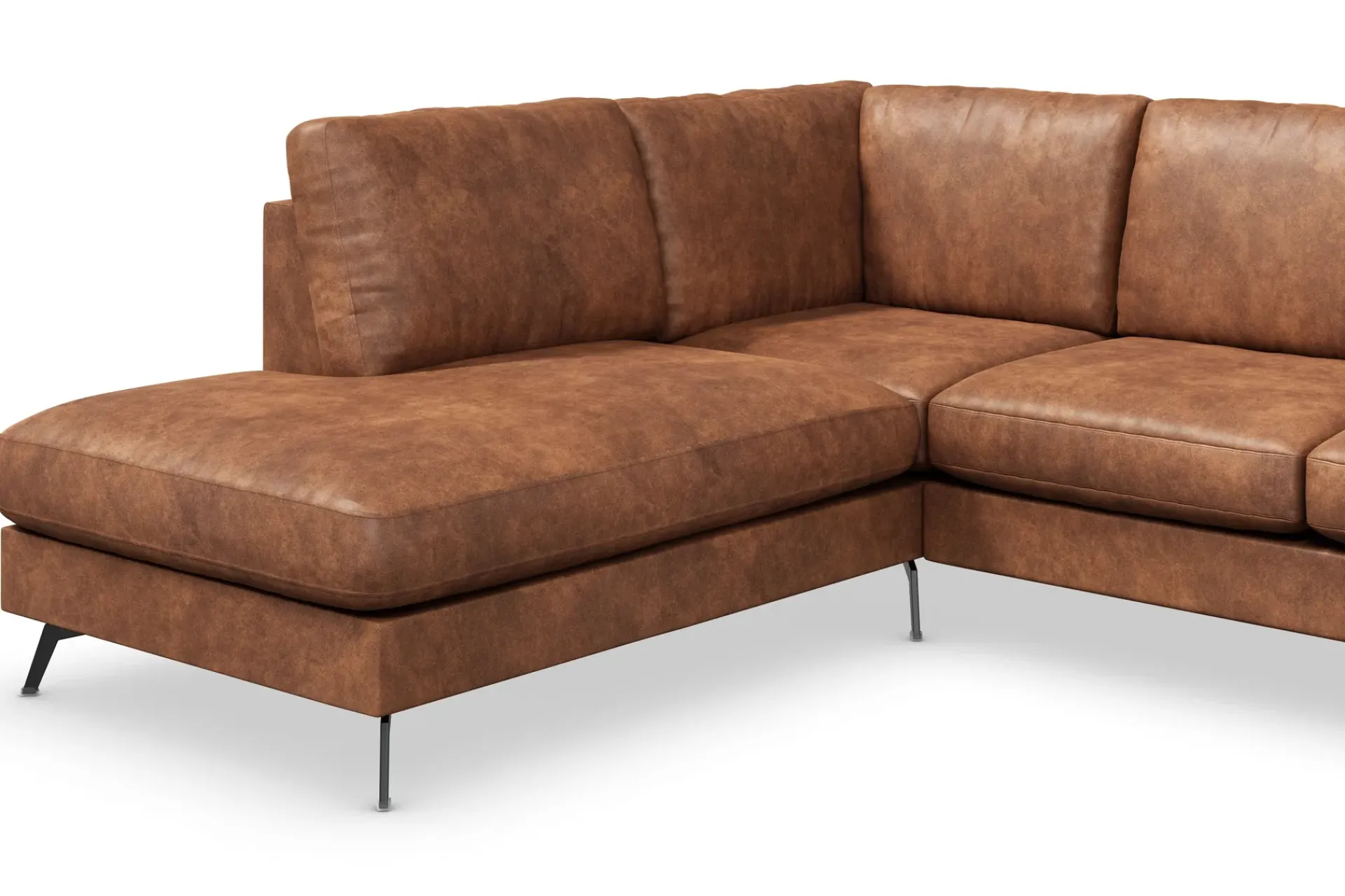 Scandinavian Choice Sofa Med Sjeselong-Ocean Lyx 6-seters Venstrevendt U-formet Sofa med Divan og Sjeselong + Fotskammel i Kunstlær Brun
