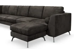 Scandinavian Choice Velour Sofa & Fløyel Sofa-Ocean Lyx 6-seters Venstrevendt U-formet Sofa med Divan og Sjeselong + Fotskammel i Fløyel Mörkbrun