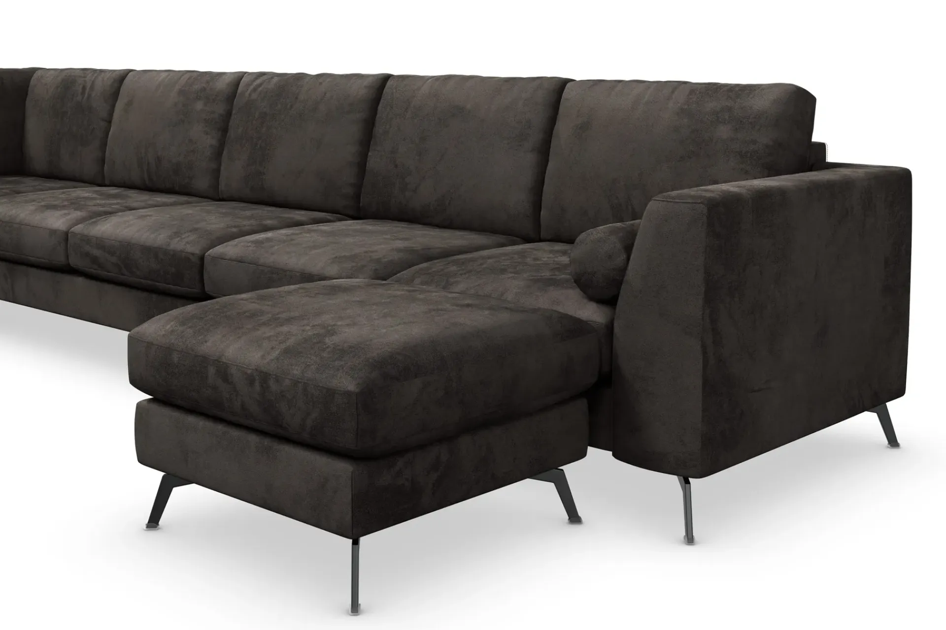 Scandinavian Choice Velour Sofa & Fløyel Sofa-Ocean Lyx 6-seters Venstrevendt U-formet Sofa med Divan og Sjeselong + Fotskammel i Fløyel Mörkbrun