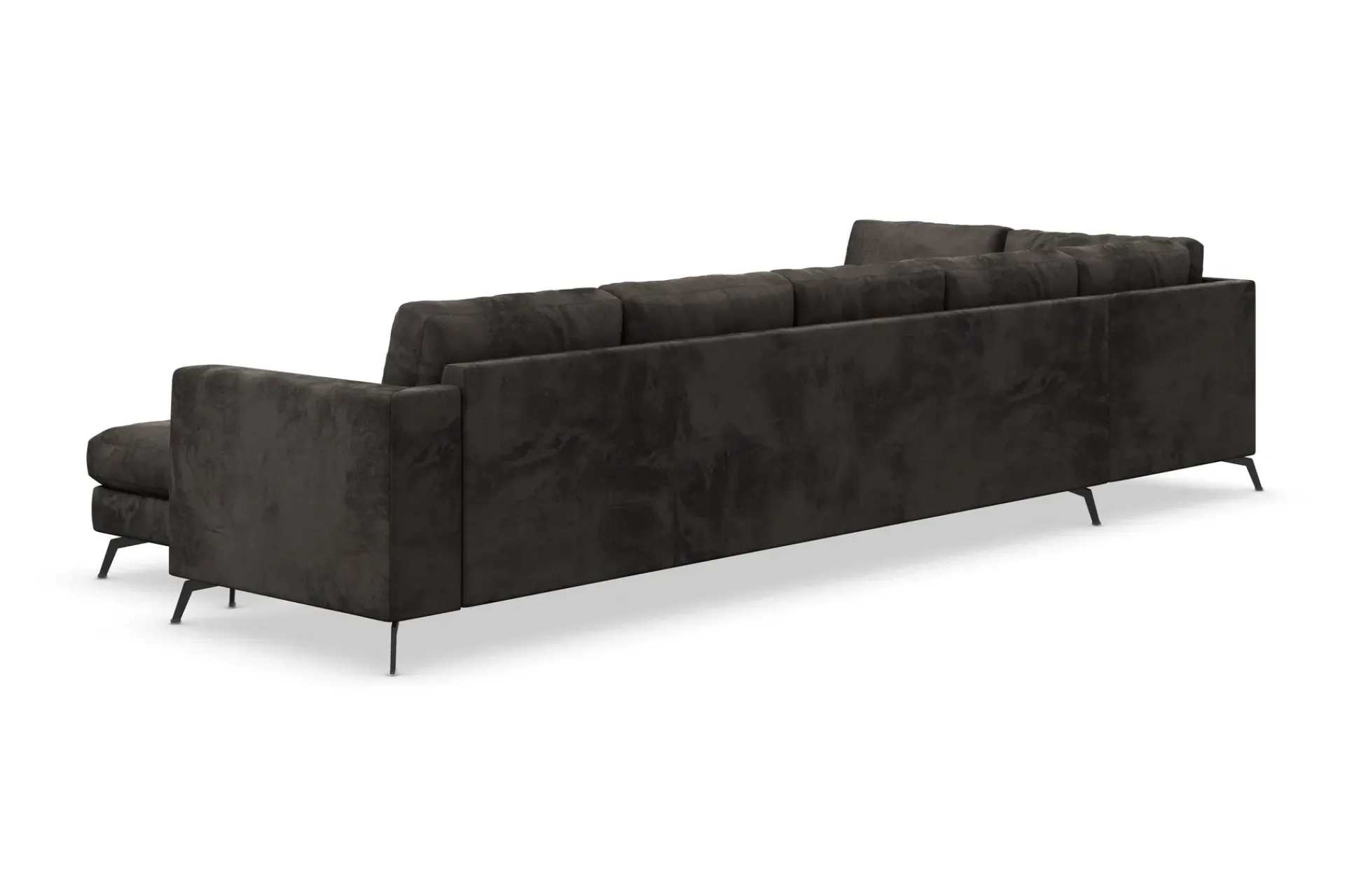 Scandinavian Choice Velour Sofa & Fløyel Sofa-Ocean Lyx 6-seters Venstrevendt U-formet Sofa med Divan og Sjeselong + Fotskammel i Fløyel Mörkbrun