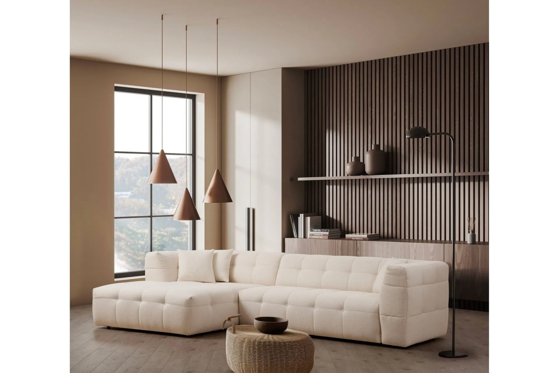 Sofa Med Sjeselong-Octavian Sofa med Sjeselong 5-seter Beige