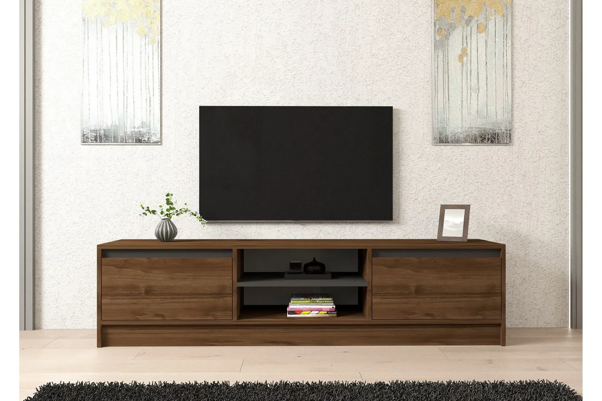 Tv-Benk & Mediabenk-Olca TV-benk 180 cm Valnöt,Antracit