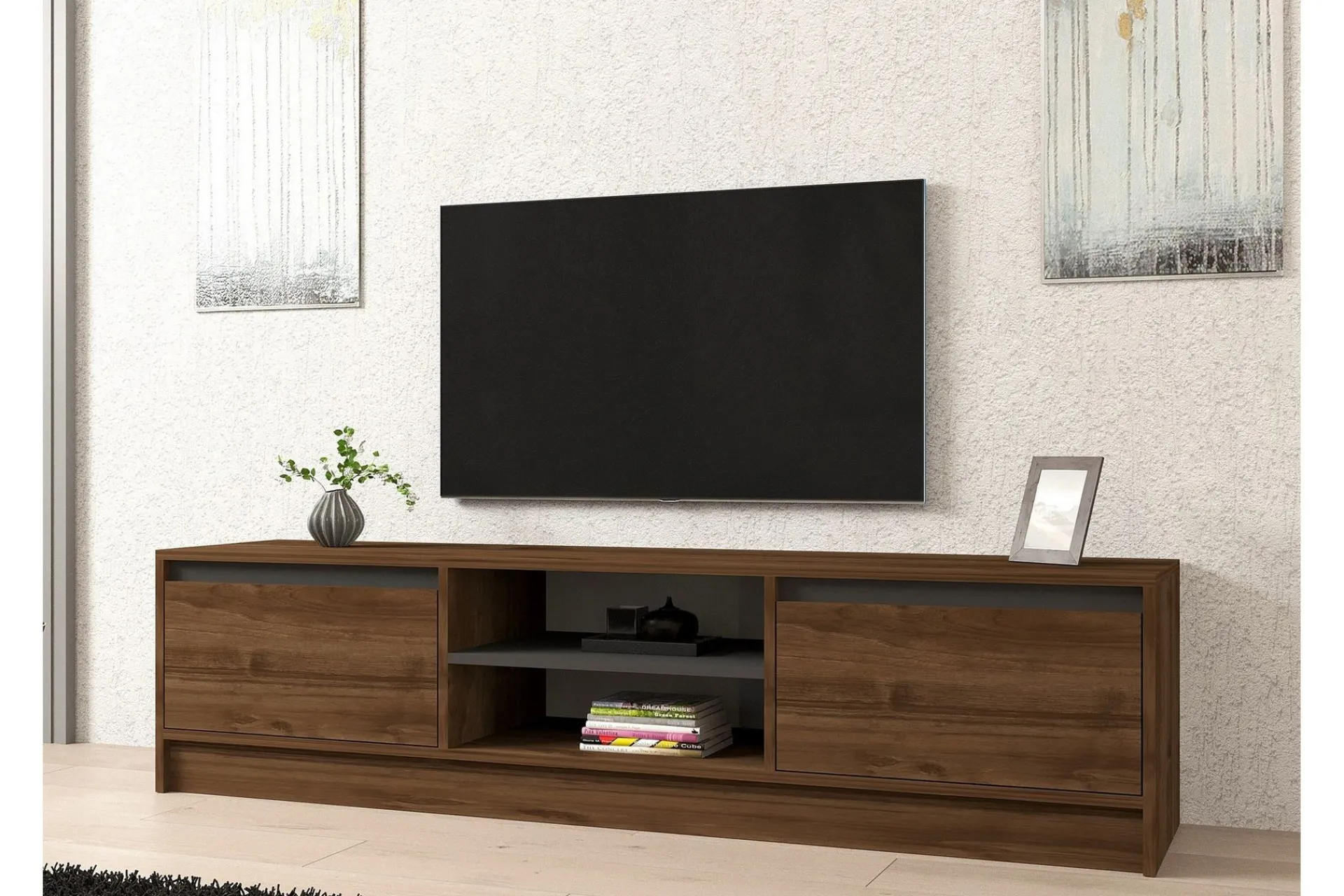 Tv-Benk & Mediabenk-Olca TV-benk 180 cm Valnöt,Antracit