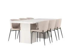 Venture Home Spisegrupper-Olga Matgruppe 200 cm Rektangulær med 6 Modesto Stoler Beige,Hvit