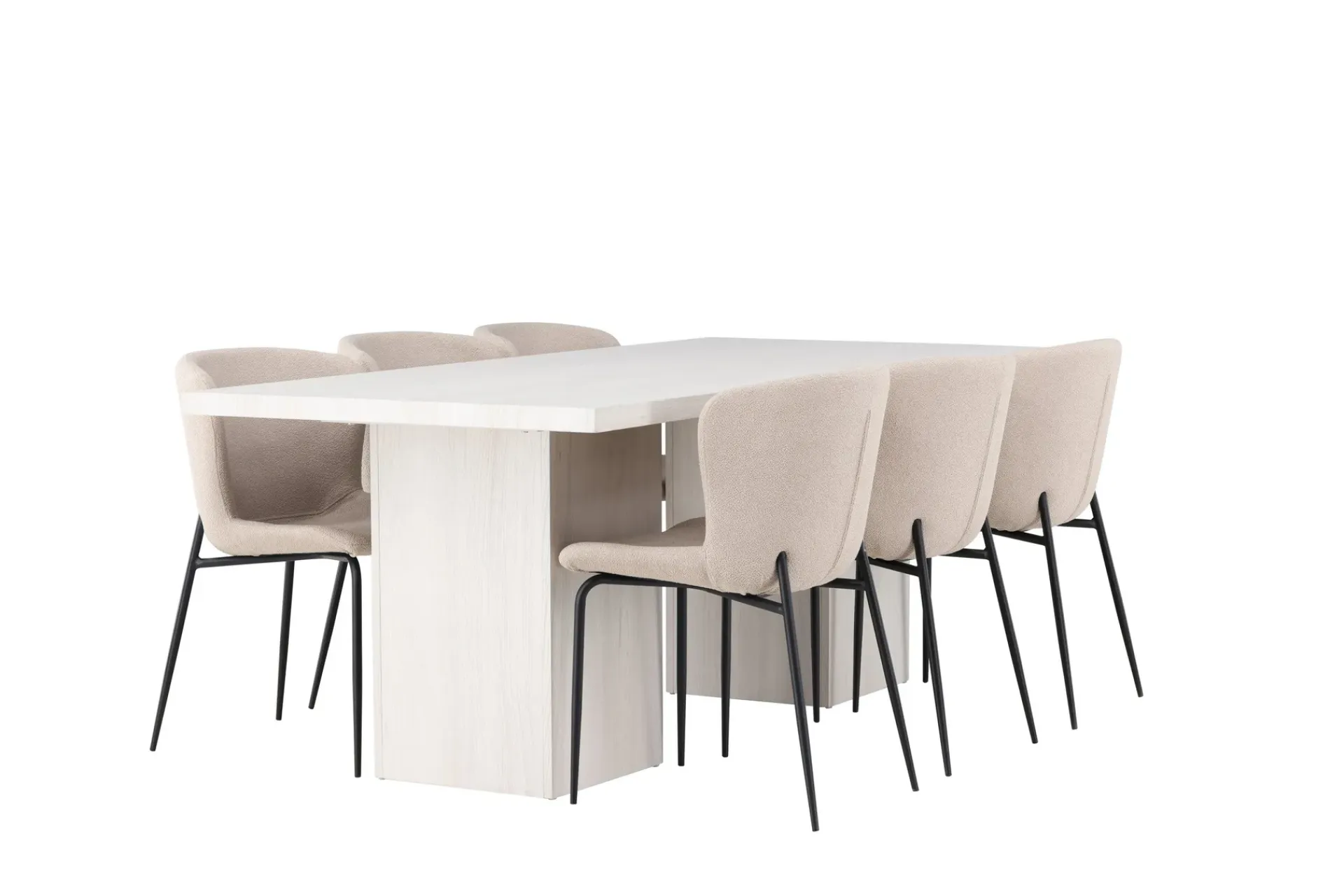 Venture Home Spisegrupper-Olga Matgruppe 200 cm Rektangulær med 6 Modesto Stoler Beige,Hvit