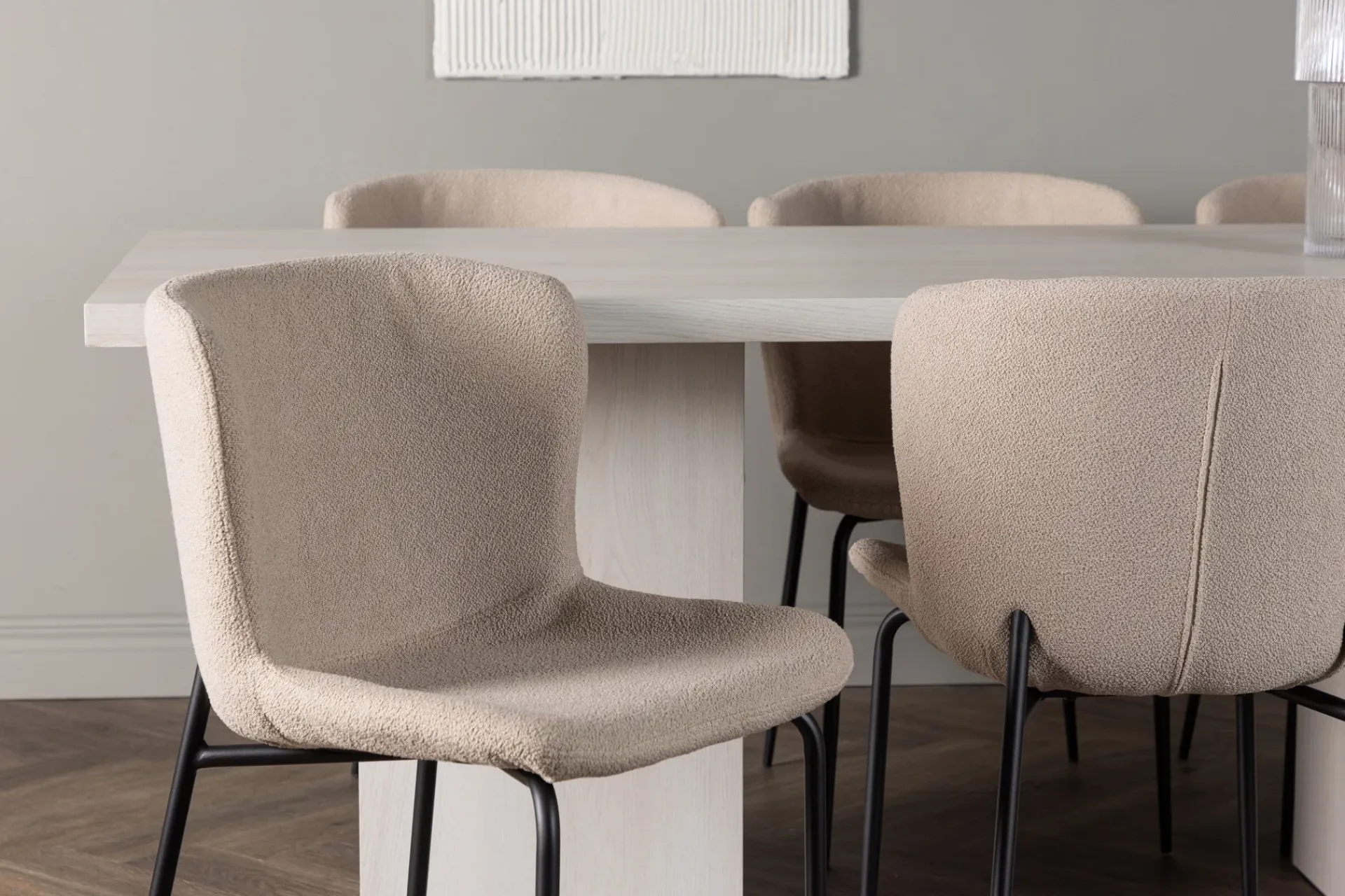 Venture Home Spisegrupper-Olga Matgruppe 200 cm Rektangulær med 6 Modesto Stoler Beige,Hvit
