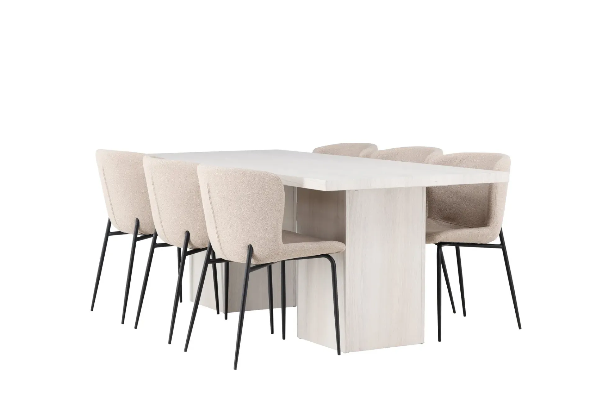 Venture Home Spisegrupper-Olga Matgruppe 200 cm Rektangulær med 6 Modesto Stoler Beige,Hvit