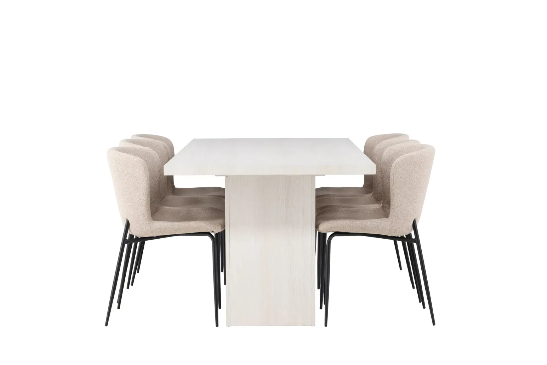 Venture Home Spisegrupper-Olga Matgruppe 200 cm Rektangulær med 6 Modesto Stoler Beige,Hvit