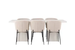 Venture Home Spisegrupper-Olga Matgruppe 200 cm Rektangulær med 6 Modesto Stoler Beige,Hvit