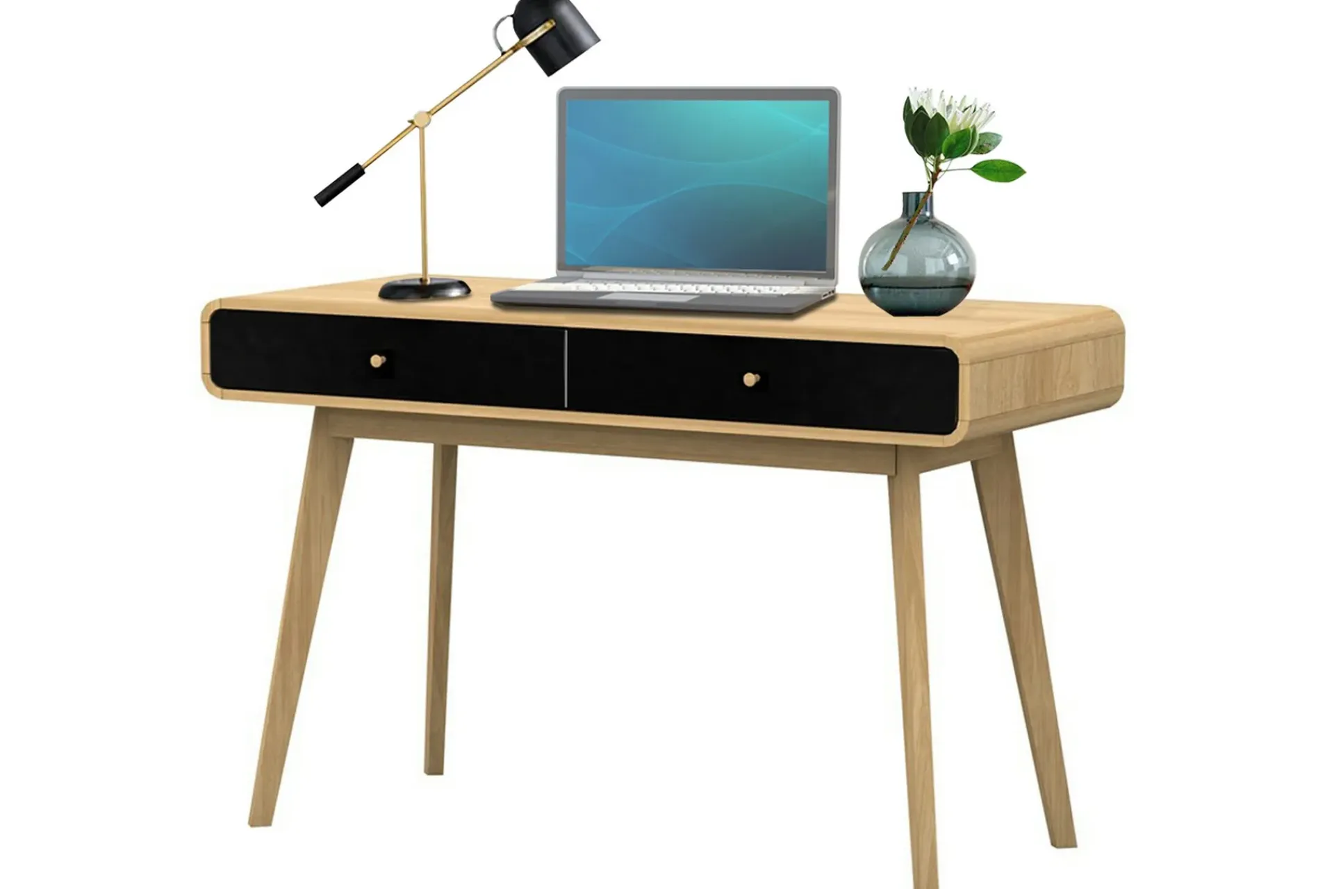 Kontorbord-Olivet Skrivebord 120 cm Natur,Svart