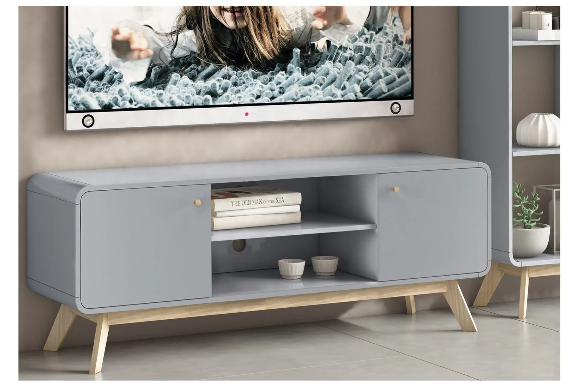 Tv-Benk & Mediabenk-Olivet Tv-benk 140 cm Grey