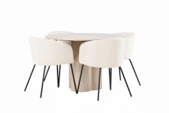 Venture Home Spisegrupper-Olivia Matgruppe 110 cm Rund med 4 Berit Stoler Beige,Whitewash