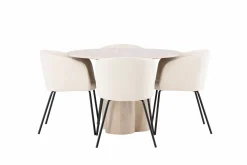 Venture Home Spisegrupper-Olivia Matgruppe 110 cm Rund med 4 Berit Stoler Beige,Whitewash
