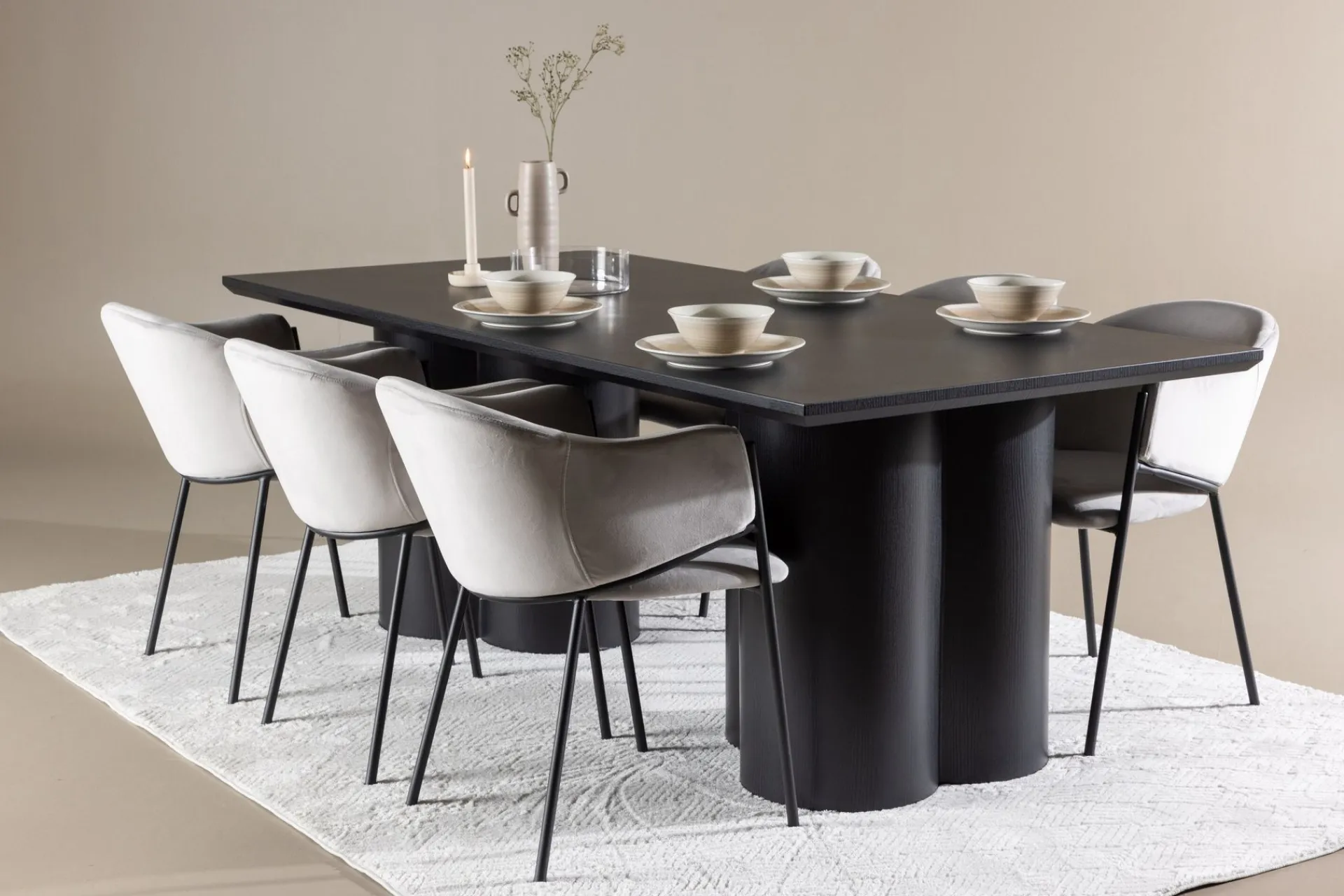 Venture Home Olivia Spisegruppe 210 cm Rektangulær med 6 Evelina stoler