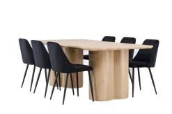 Venture Home Spisegrupper-Olivia Spisegruppe 210 cm Rektangulær med 6 Night stoler White wash/Svart/Svart