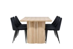 Venture Home Spisegrupper-Olivia Spisegruppe 210 cm Rektangulær med 6 Night stoler White wash/Svart/Svart