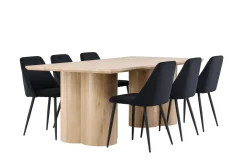Venture Home Spisegrupper-Olivia Spisegruppe 210 cm Rektangulær med 6 Night stoler White wash/Svart/Svart