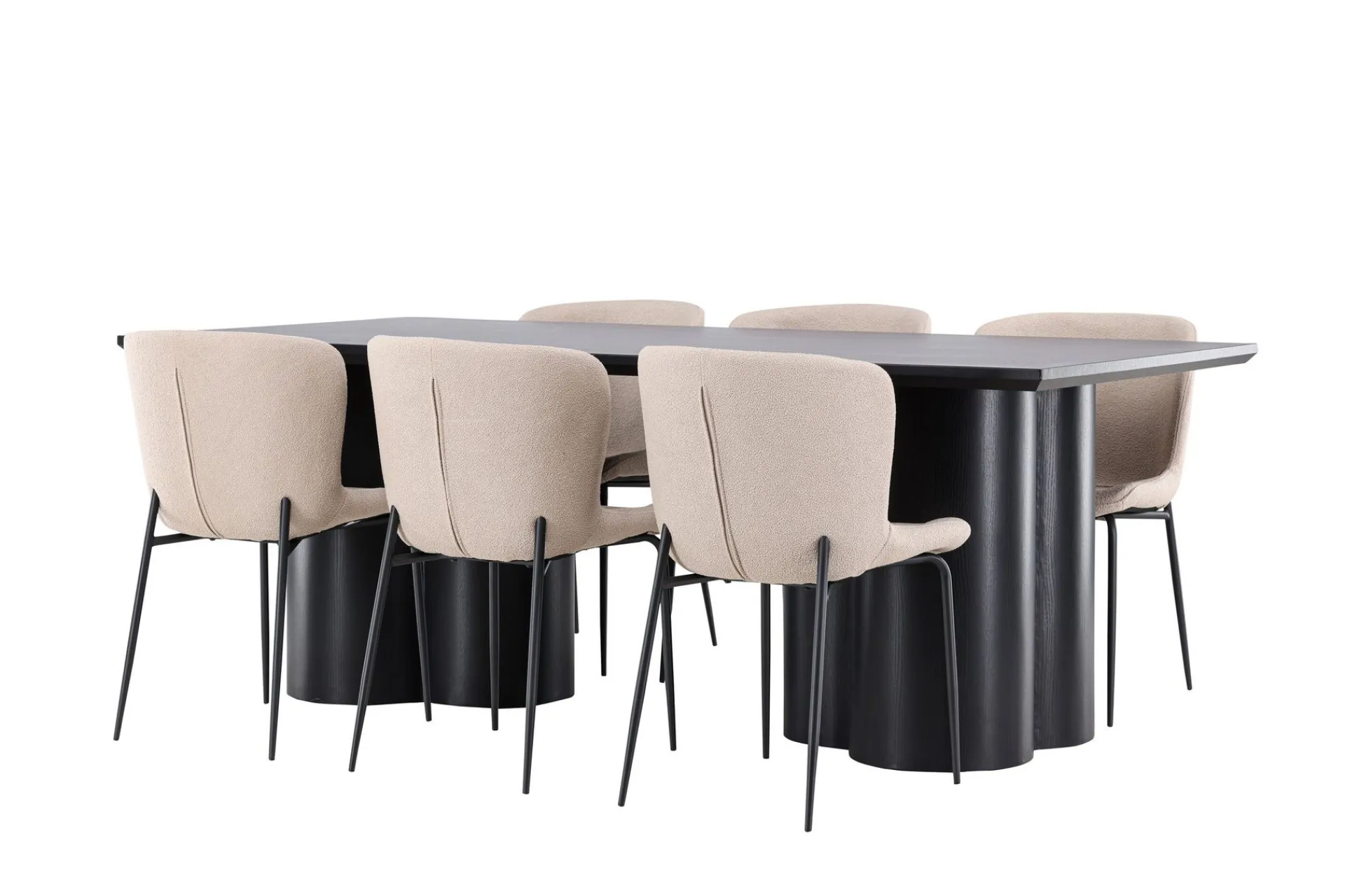 Venture Home Spisegrupper-Olivia Spisegruppe 210 cm Rektangulær med 6 Modesto stoler Svart/Beige/Svart