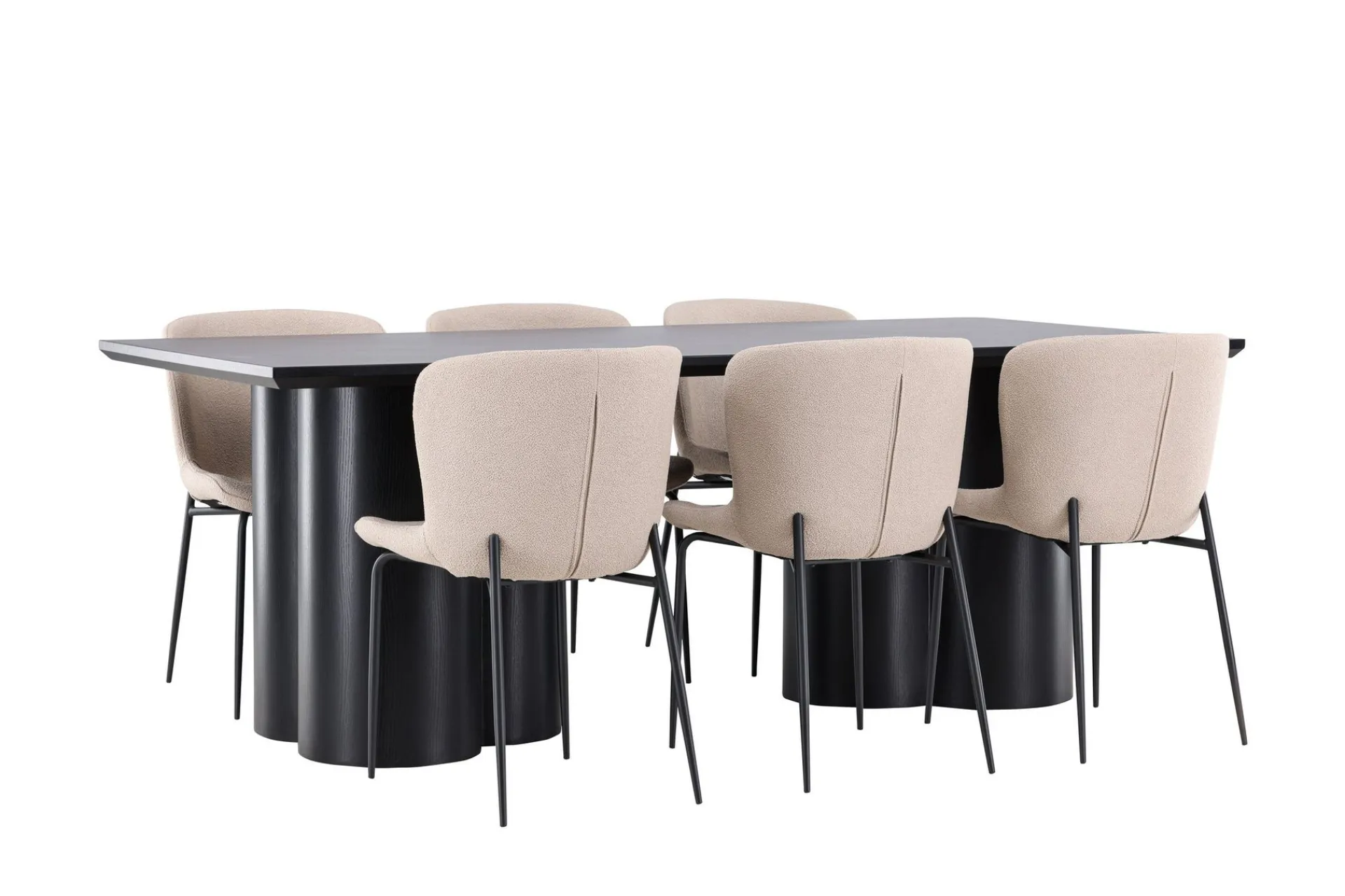 Venture Home Spisegrupper-Olivia Spisegruppe 210 cm Rektangulær med 6 Modesto stoler Svart/Beige/Svart