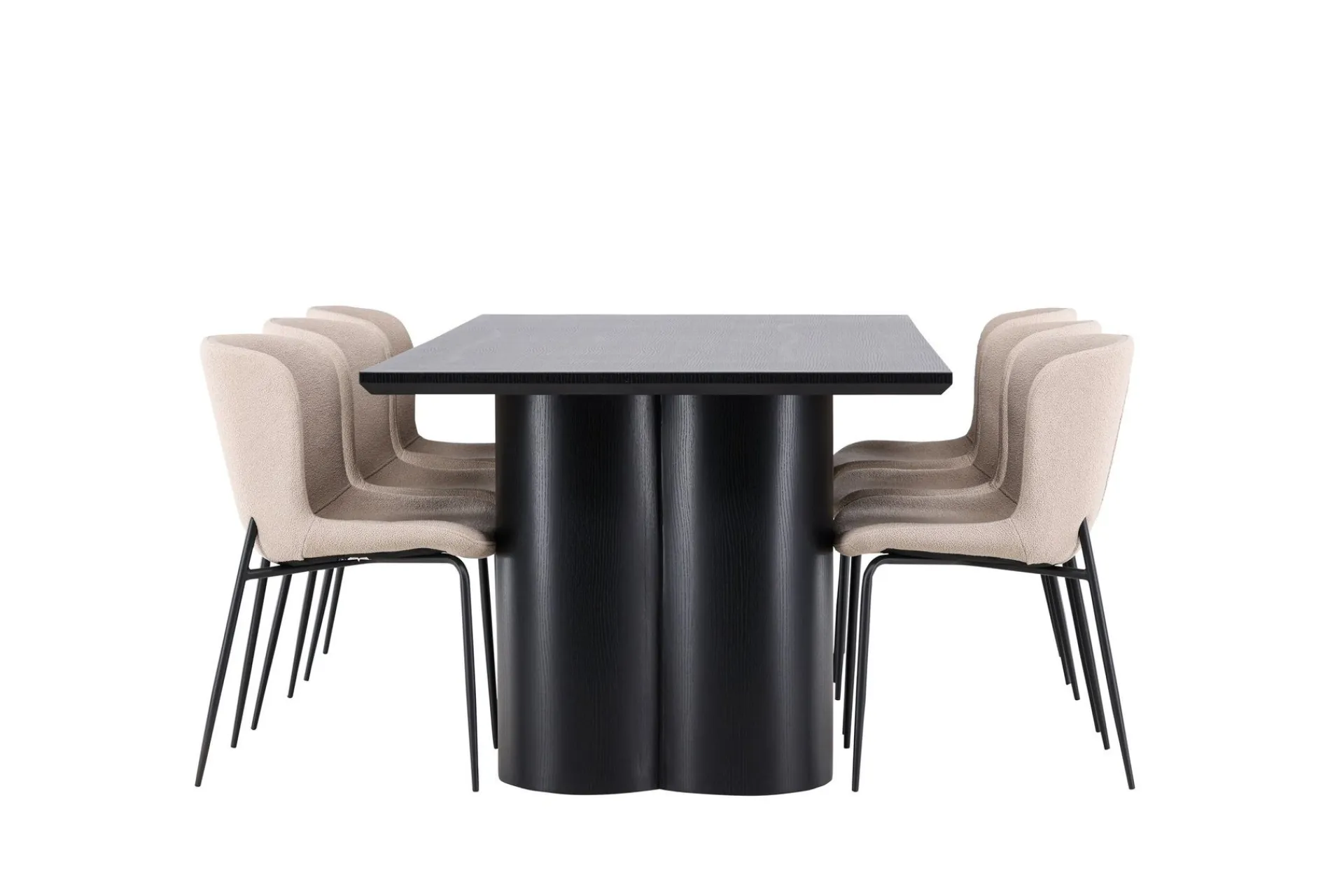 Venture Home Spisegrupper-Olivia Spisegruppe 210 cm Rektangulær med 6 Modesto stoler Svart/Beige/Svart