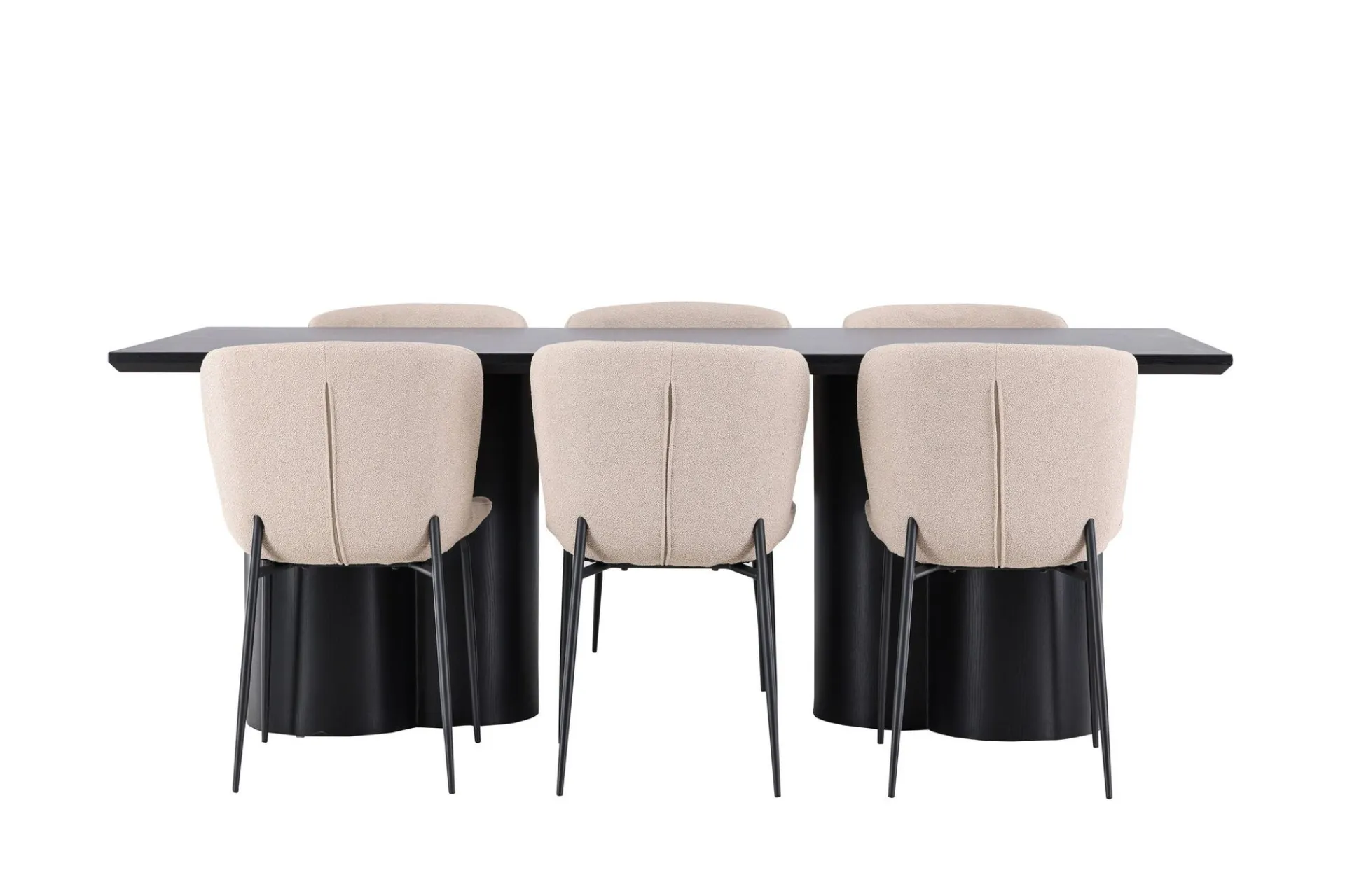 Venture Home Spisegrupper-Olivia Spisegruppe 210 cm Rektangulær med 6 Modesto stoler Svart/Beige/Svart
