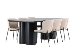 Venture Home Spisegrupper-Olivia Spisegruppe 210 cm Rektangulær med 6 Modesto stoler Svart/Beige/Svart