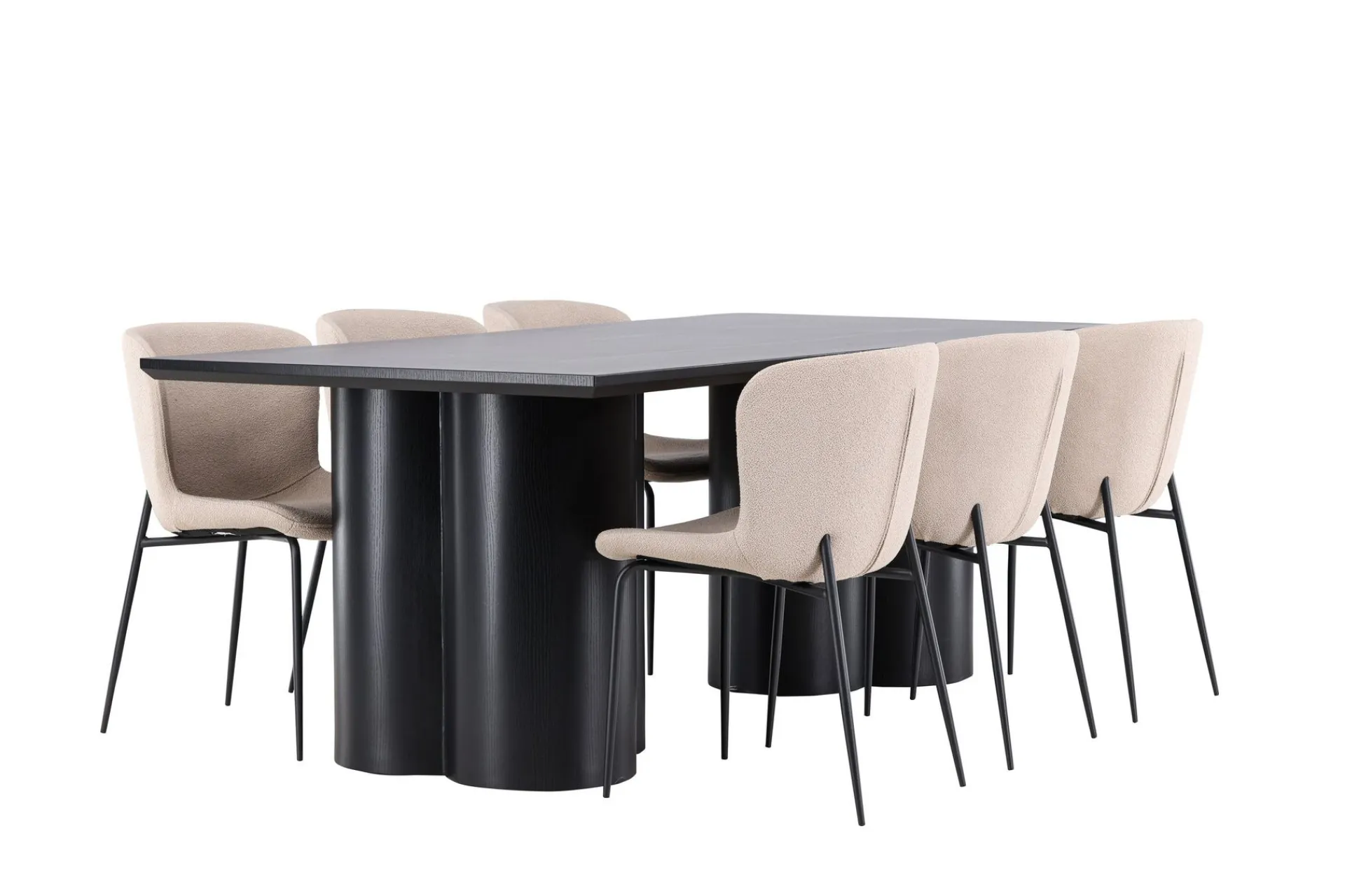Venture Home Spisegrupper-Olivia Spisegruppe 210 cm Rektangulær med 6 Modesto stoler Svart/Beige/Svart
