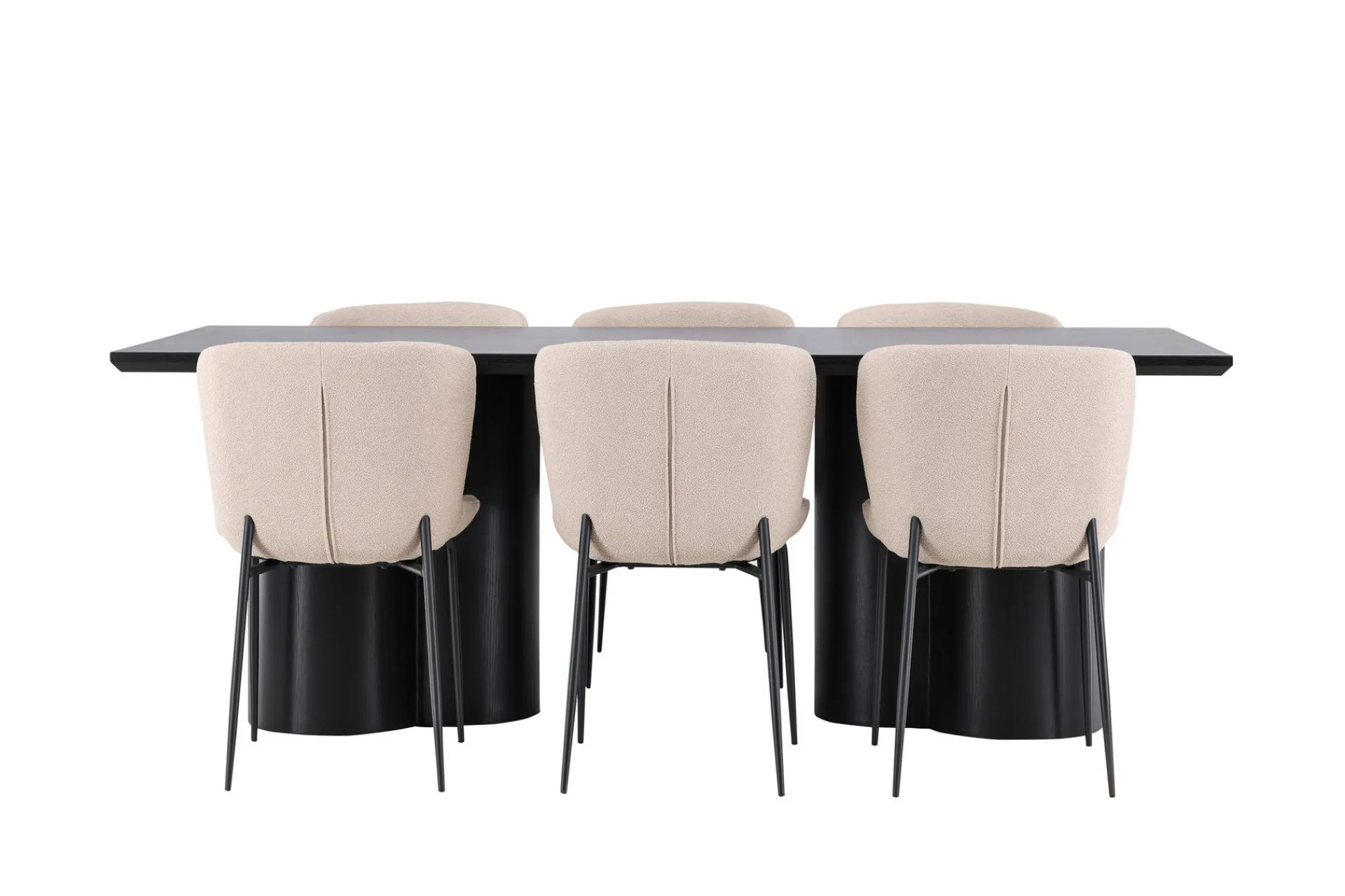 Venture Home Spisegrupper-Olivia Spisegruppe 210 cm Rektangulær med 6 Modesto stoler Svart/Beige/Svart