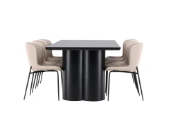 Venture Home Spisegrupper-Olivia Spisegruppe 210 cm Rektangulær med 6 Modesto stoler Svart/Beige/Svart