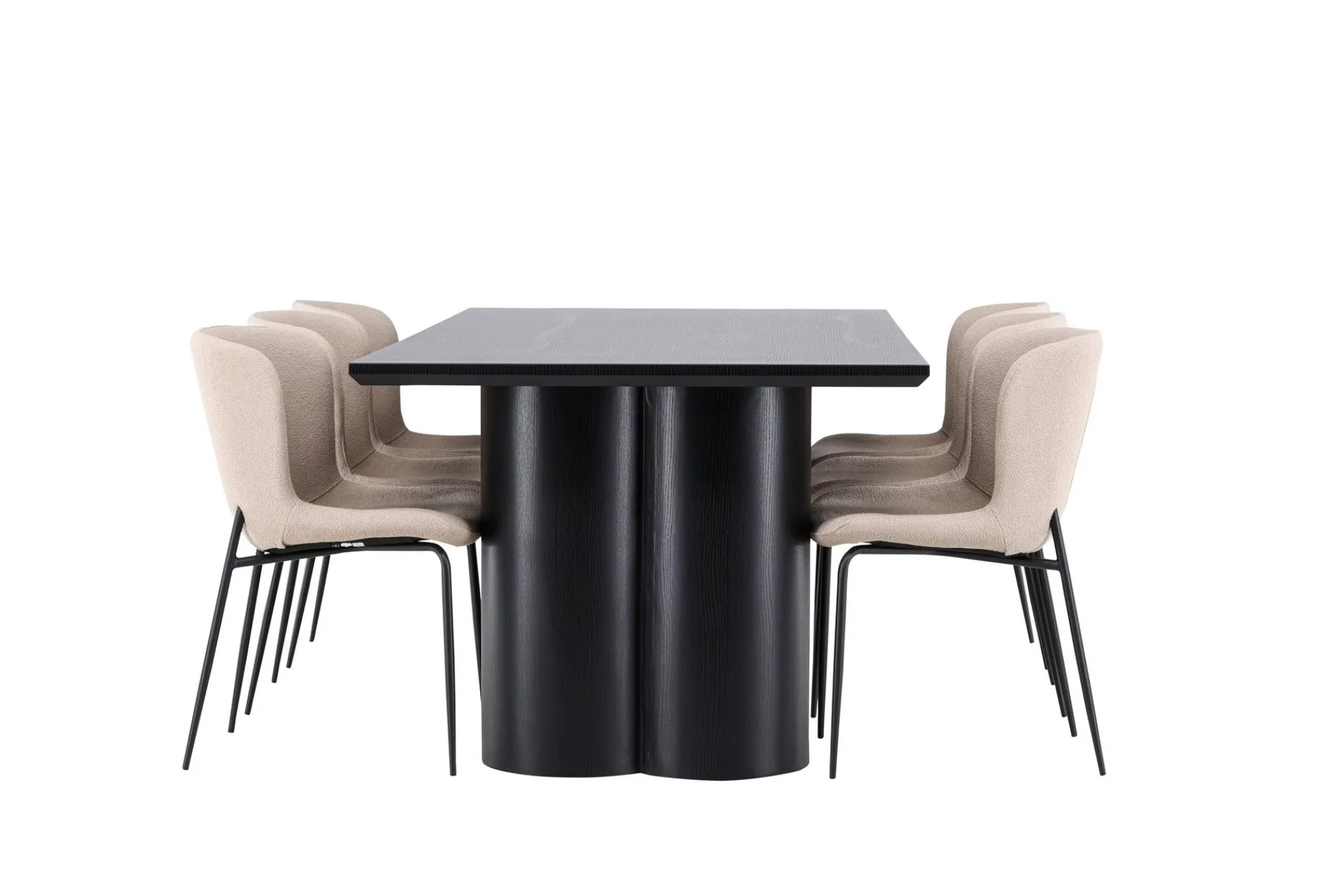Venture Home Spisegrupper-Olivia Spisegruppe 210 cm Rektangulær med 6 Modesto stoler Svart/Beige/Svart
