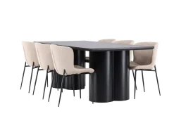 Venture Home Spisegrupper-Olivia Spisegruppe 210 cm Rektangulær med 6 Modesto stoler Svart/Beige/Svart