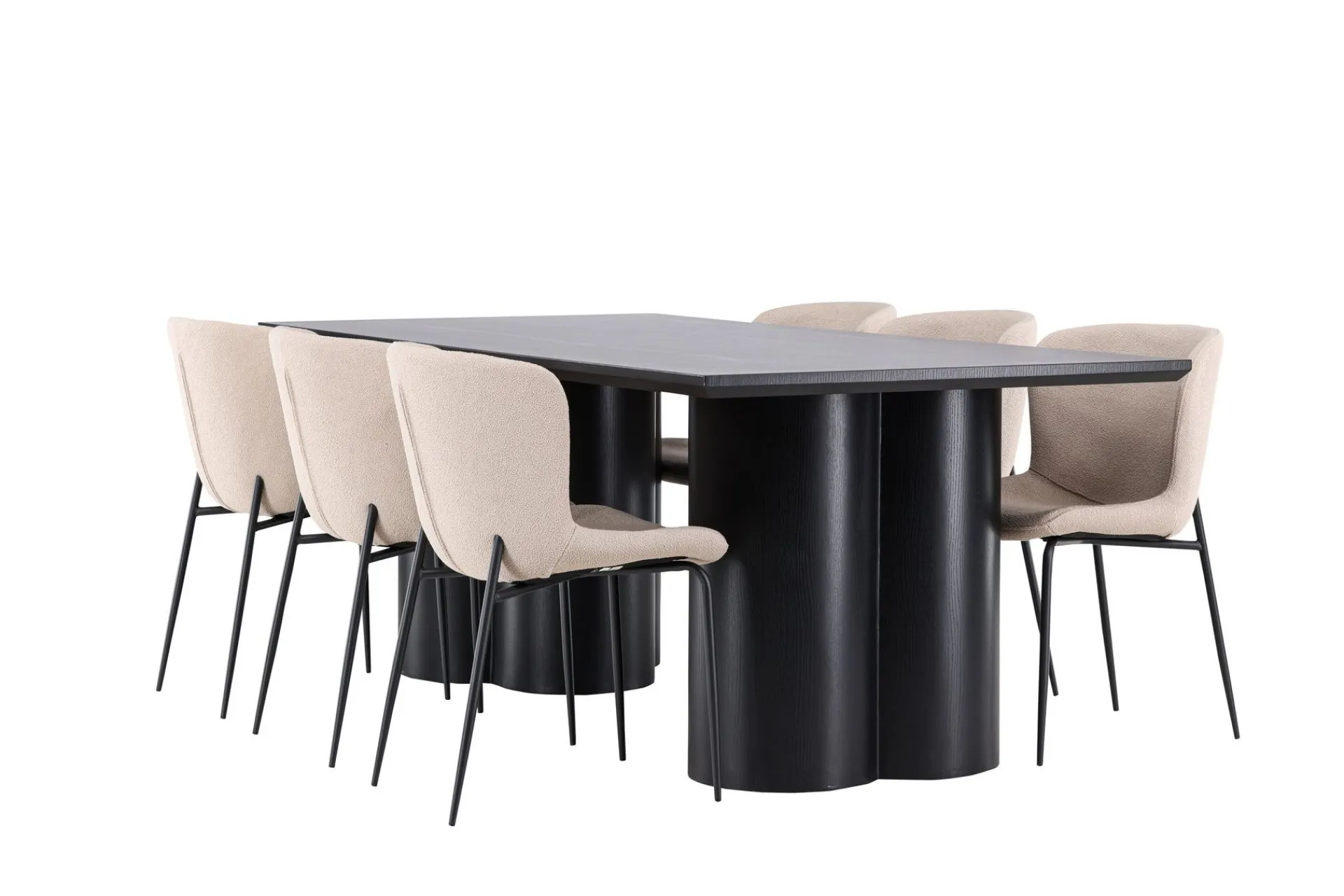 Venture Home Spisegrupper-Olivia Spisegruppe 210 cm Rektangulær med 6 Modesto stoler Svart/Beige/Svart