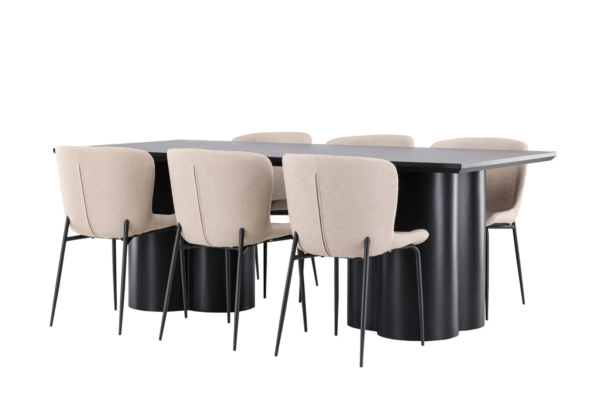 Venture Home Spisegrupper-Olivia Spisegruppe 210 cm Rektangulær med 6 Modesto stoler Svart/Beige/Svart