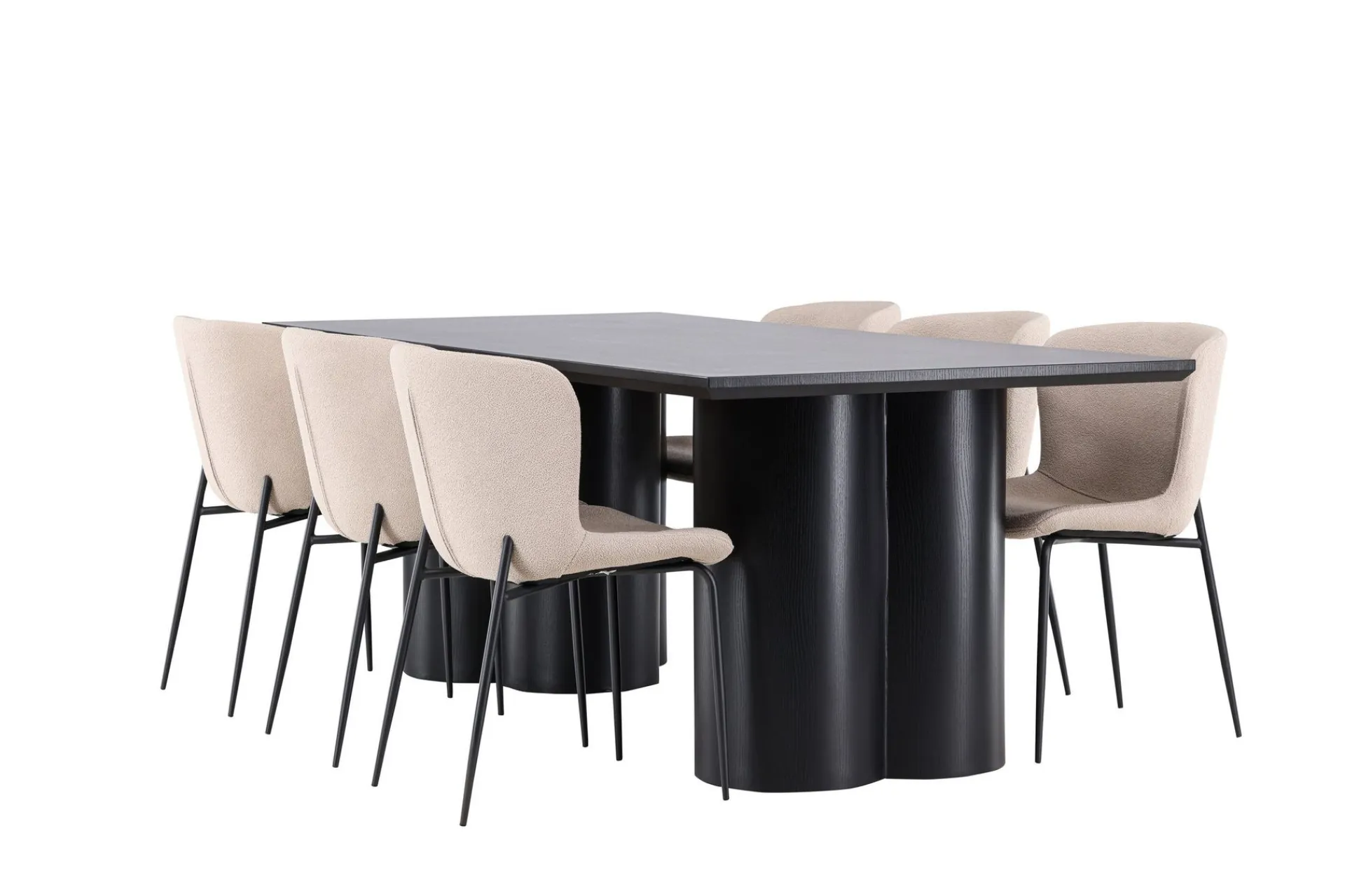 Venture Home Spisegrupper-Olivia Spisegruppe 210 cm Rektangulær med 6 Modesto stoler Svart/Beige/Svart