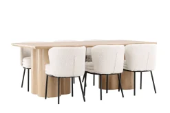 Venture Home Spisegrupper-Olivia Spisegruppe 210 cm Rektangulær med 6 Agnes stoler White wash/Hvit/Svart