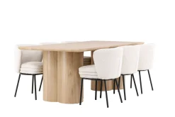 Venture Home Spisegrupper-Olivia Spisegruppe 210 cm Rektangulær med 6 Agnes stoler White wash/Hvit/Svart