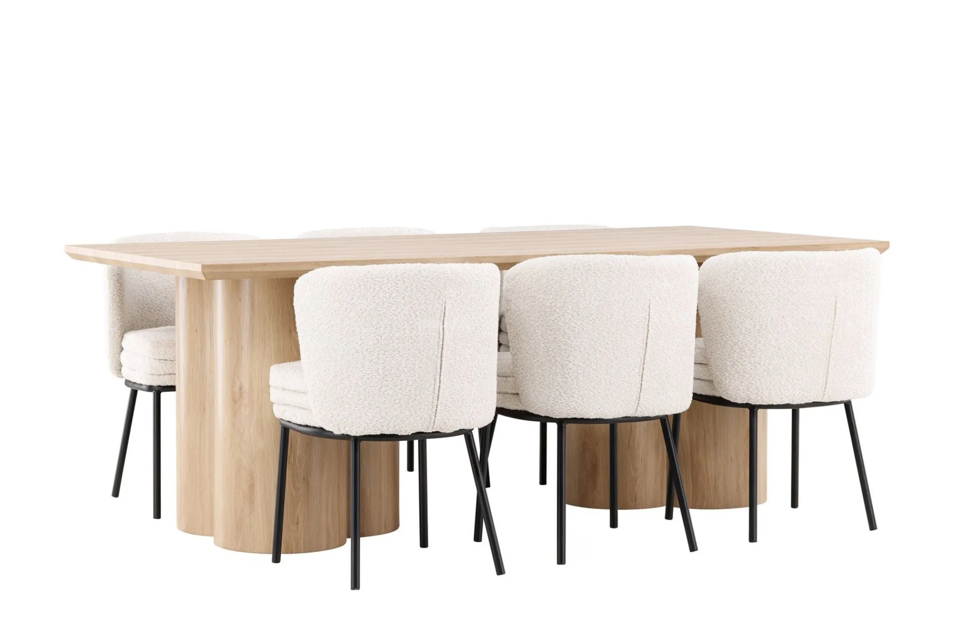 Venture Home Spisegrupper-Olivia Spisegruppe 210 cm Rektangulær med 6 Agnes stoler White wash/Hvit/Svart