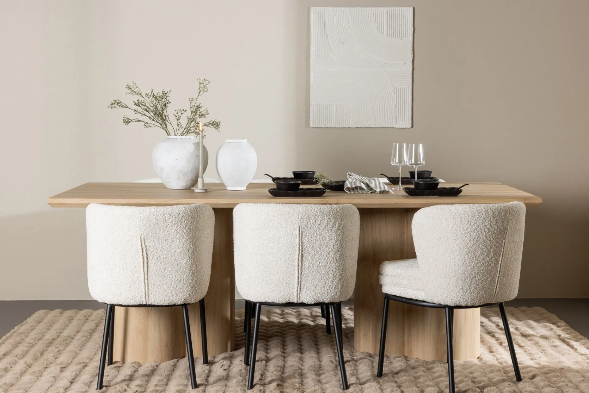 Venture Home Spisegrupper-Olivia Spisegruppe 210 cm Rektangulær med 6 Agnes stoler White wash/Hvit/Svart