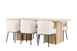 Venture Home Spisegrupper-Olivia Spisegruppe 210 cm Rektangulær med 6 Agnes stoler White wash/Hvit/Svart