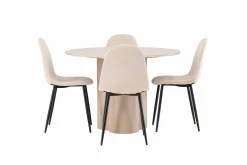 Venture Home Olivia Spisegruppe 110 cm Rund med 4 Polar Stoler