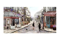 Oljemaling-Oljemaleri Street Cafe Flerfärgad