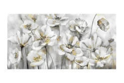 Oljemaling-Oljemaling Hvite blomster Flerfarget