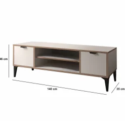 Mediestativ & Veggfeste-Olyros TV-benk 140 cm Hvit