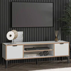 Mediestativ & Veggfeste-Olyros TV-benk 140 cm Hvit