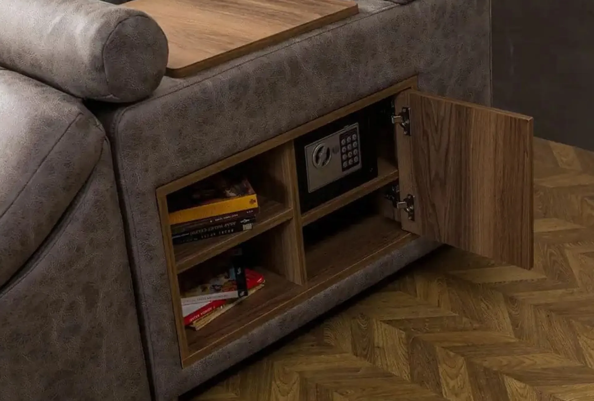 Sengeramme & Sengestamme-Olyvan sengepakke med benk og oppbevaring 250x290 cm kunstlær Brun