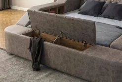 Sengeramme & Sengestamme-Olyvan sengepakke med benk og oppbevaring 250x290 cm kunstlær Brun
