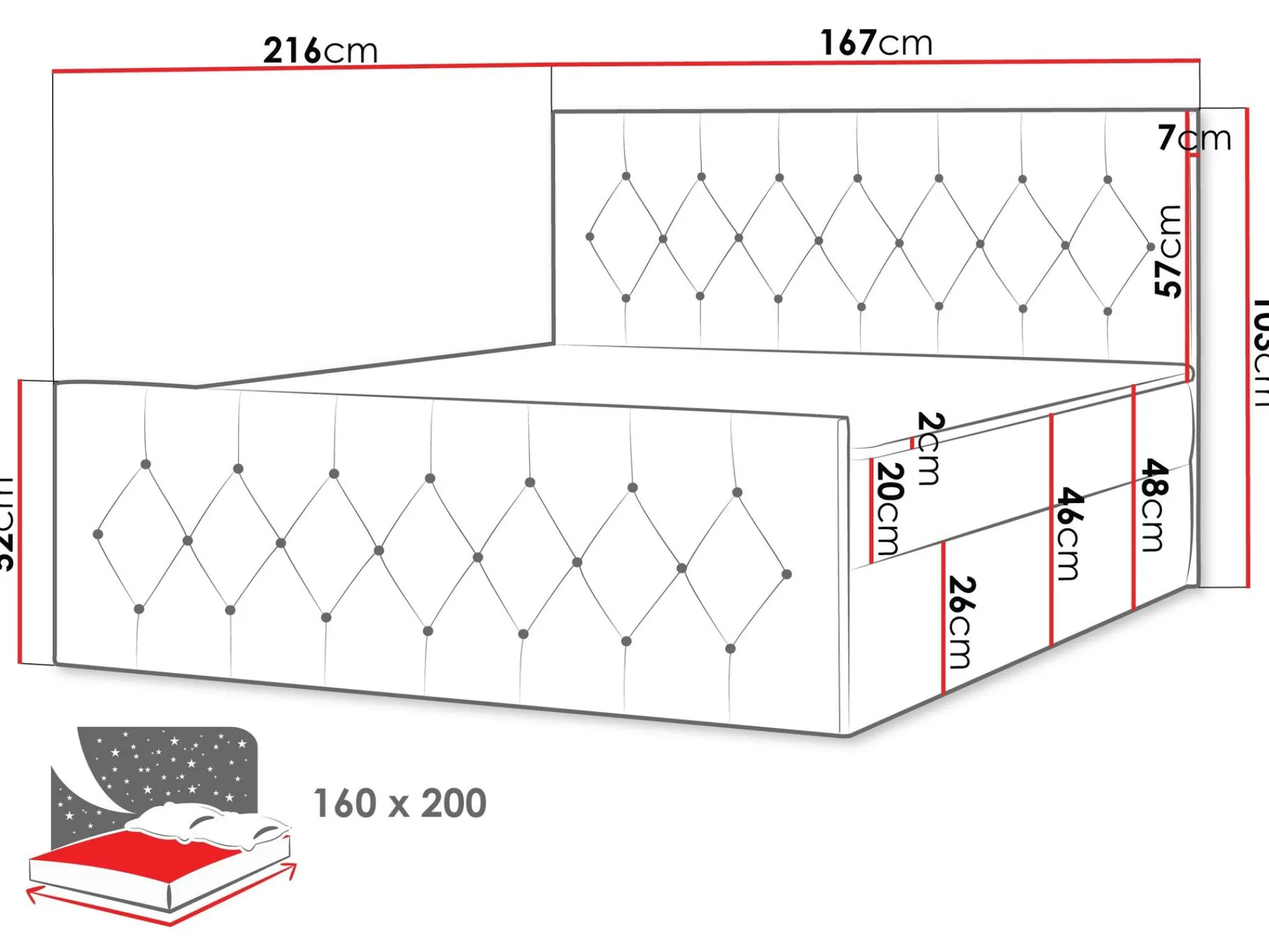 Kontinentalsenger|Seng Med Oppbevaring-Oppbevaringsseng 167x216 cm Faza 3