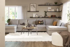 Scandinavian Choice U-Sofa-Optus Lyx 6-seters Høyrevendt U-formet Large Sofa med Divan og Sjeselong i Stoff Grey