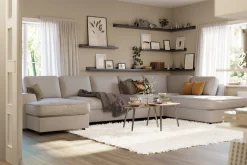 Scandinavian Choice U-Sofa-Optus Lyx 6-seters Høyrevendt U-formet Large Sofa med Divan og Sjeselong i Stoff Grey