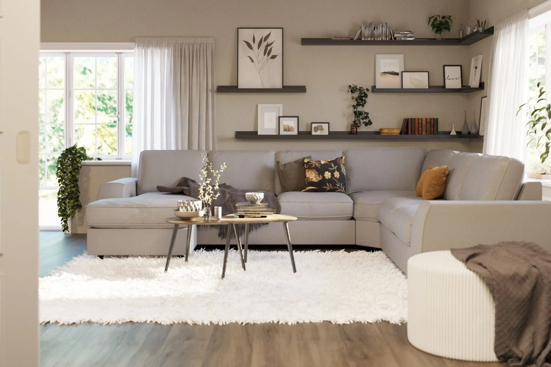 Scandinavian Choice Hjørnesofa-Optus Lyx 5-seters Høyrevendt U-formet Hjørnesofa med Divan i Stoff Grey